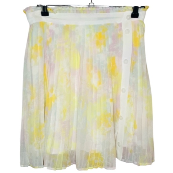 NWT Modcloth Frill Seeker Pleated Pastel Mini Skirt Yellow White Sz 10/ Medium - Picture 2 of 7
